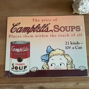 Vintage Campbell Soups Kid Table Tin Sign Decor